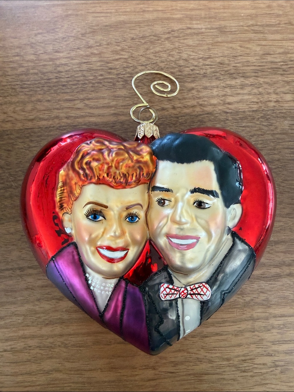 Christopher Radko Red Heart Ornament with Painted Couple